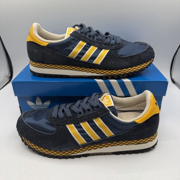 Adidas Originals City Marathon PT Shoes Mens 8 Navy Blue/Yellow Sneakers  G95558
